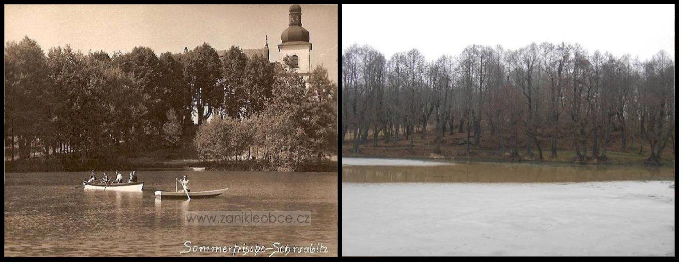 Příloha 8: Svébořice, kostel r. 1936 v porovnání se stavem v r. 2009