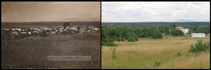 Příloha 1: Kuřívody, celkový pohled r. 1935 v porovnání se stavem v r. 2008