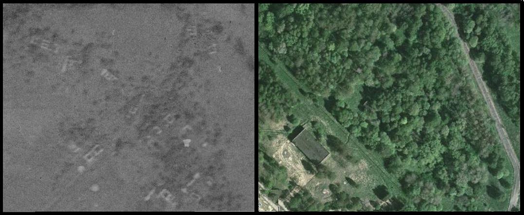 Chlum, porovnání leteckých snímků z let 1953 a 2007