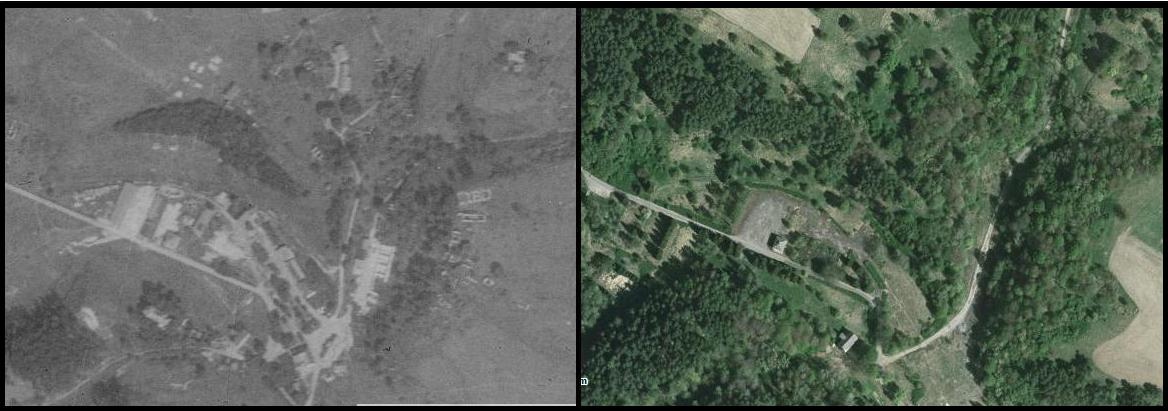 Jablonec, porovnání leteckých snímků z let 1953 a 2007