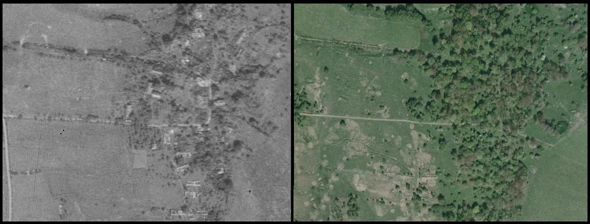 Polohlavy, porovnání leteckých snímků z let 1953 a 2007