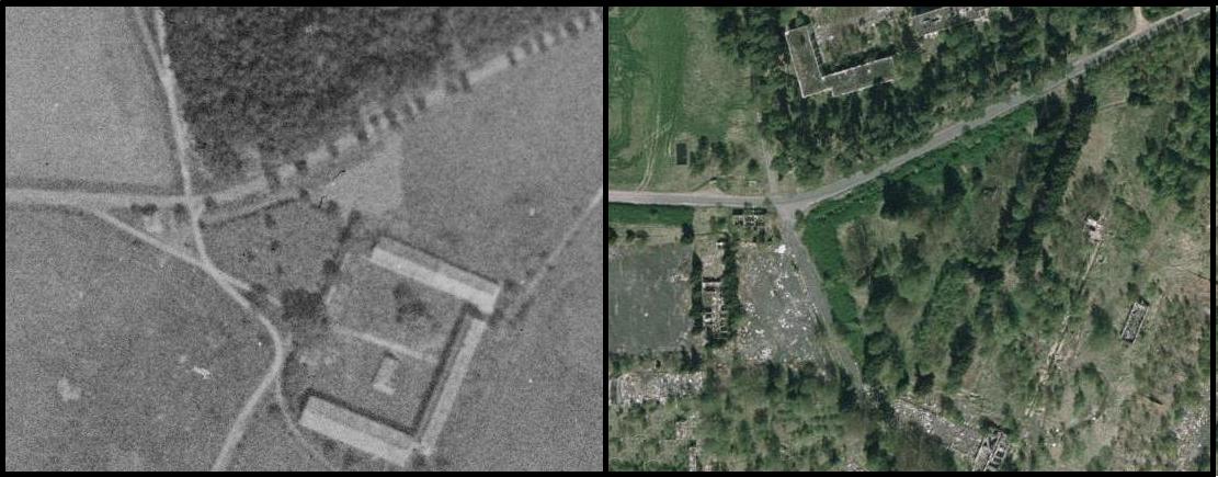 Nový Dvůr, porovnání leteckých snímků z let 1953 a 2007