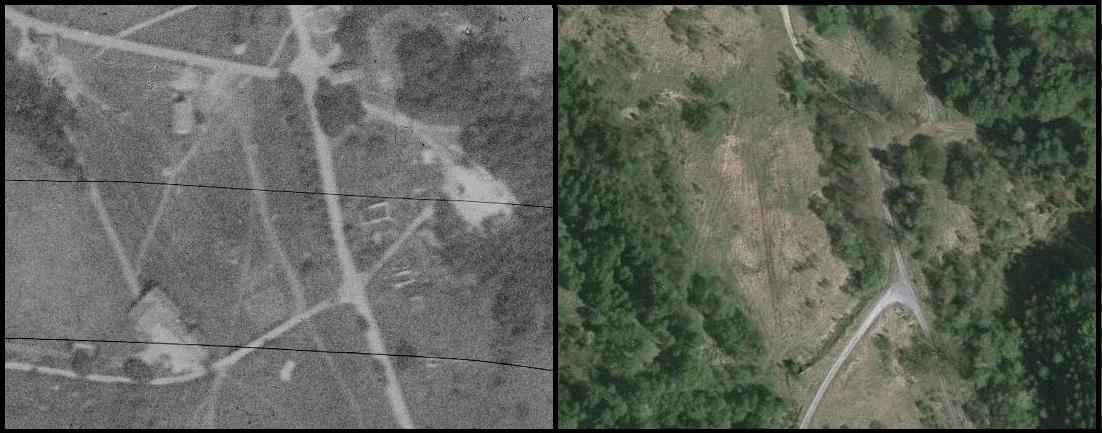 Horní Krupá, porovnání leteckých snímků z let 1953 a 2007