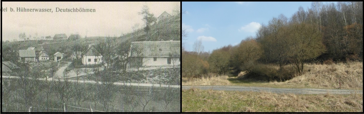 Příloha 3: Židlov, křižovatka r. 1918 v porovnání se stavem v r. 2015