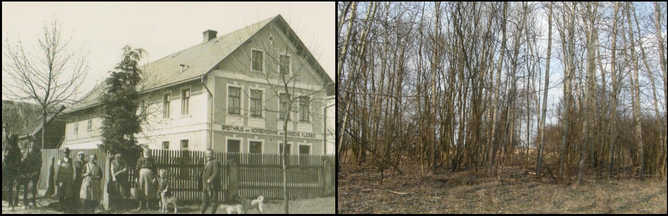 Příloha 6 : Židlov, hostinec U ranního slunce r. 1926 v porovnání se stavem v r. 2015