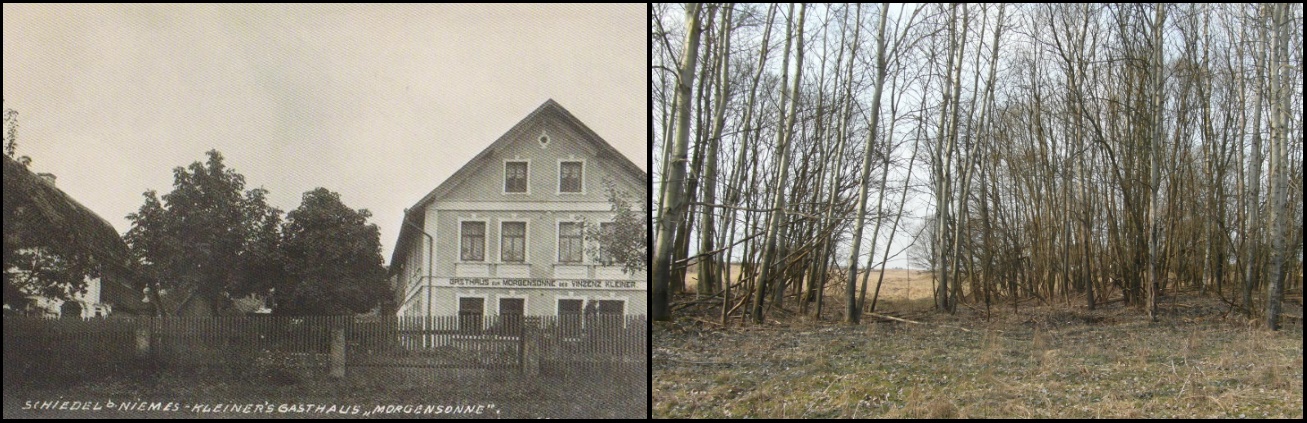 Příloha 7 : Židlov, hostinec U ranního slunce r. 1926 v porovnání se stavem v r. 2015