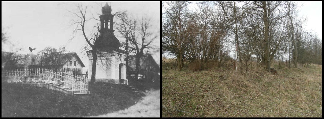 Příloha 6 : Židlov, kaple a pomník r. 1920 v porovnání se stavem v r. 2015