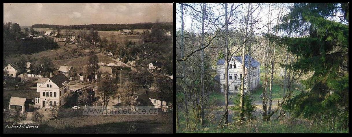 Příloha 1: Jablonec, střed obce r. 1935 v porovnání s r. 2008