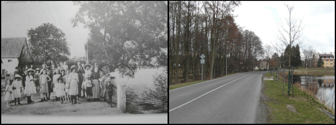 Na hrázi rybníka, r. 1912 / 2016