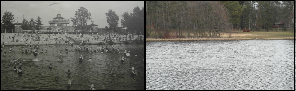 Pohled na plovárnu z rybníku, r. 1930 / 2016