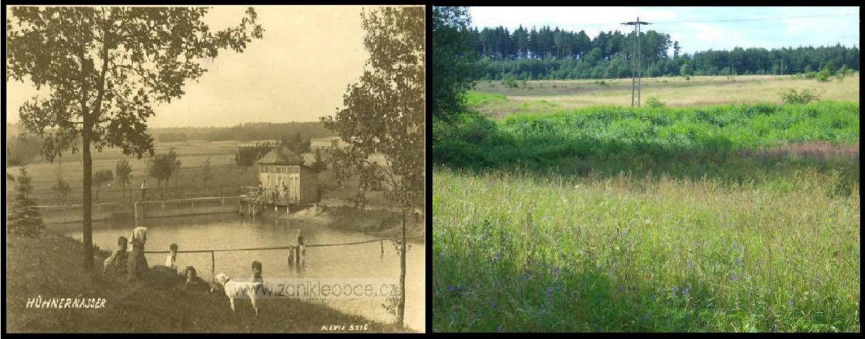 Příloha 6: Kuřívody, koupaliště r. 1921 v porovnání se stavem v r. 2008    